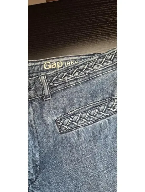 GAP 1969 Original Flare Jeans Braided Waist & Pockets Women's 8 R Vintage - Picture 5 of 16